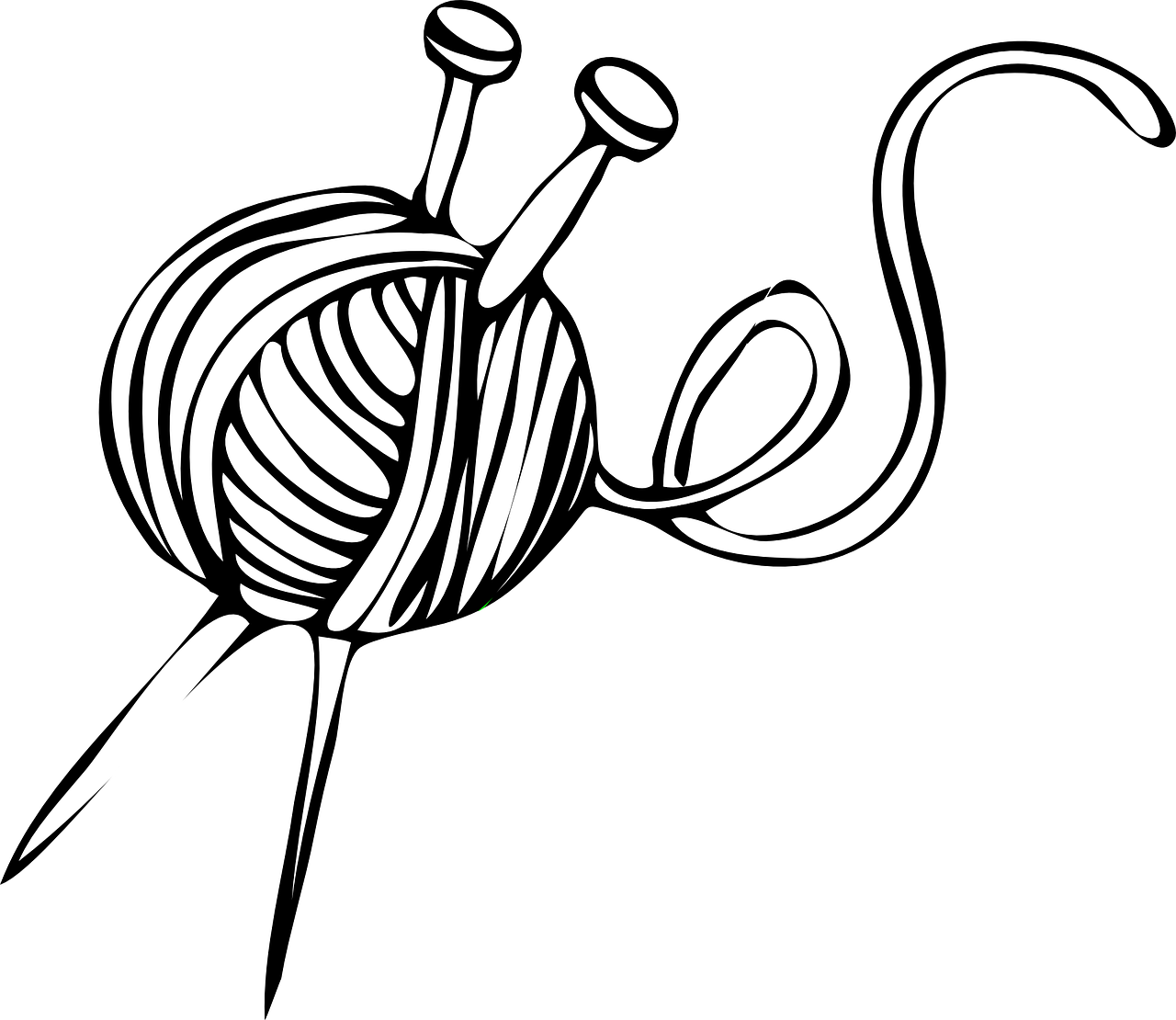 knitting, ball, needles